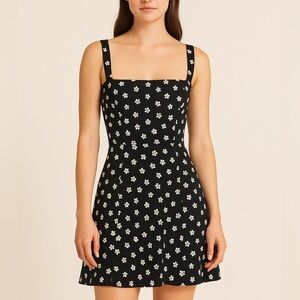 Reformation Jessa Floral Mini Dress Women’s Size 6 Black Tie Back Sleeveless